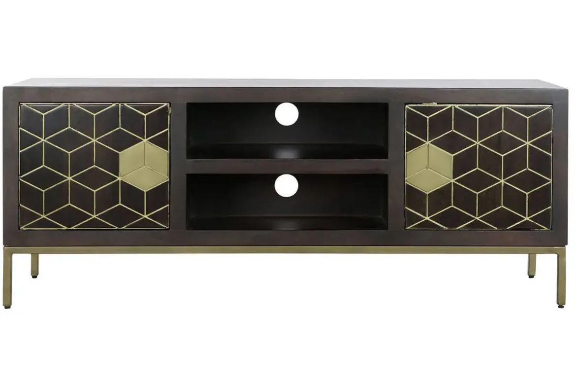 Mueble TV de Acacia con Patas de Metal Marrón MB-207543