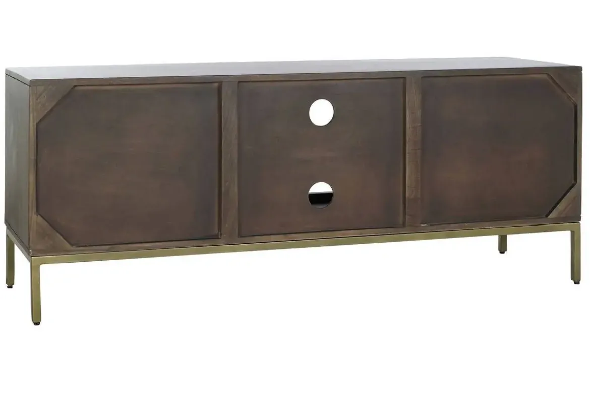 Mueble TV de Acacia con Patas de Metal Marrón MB-207543