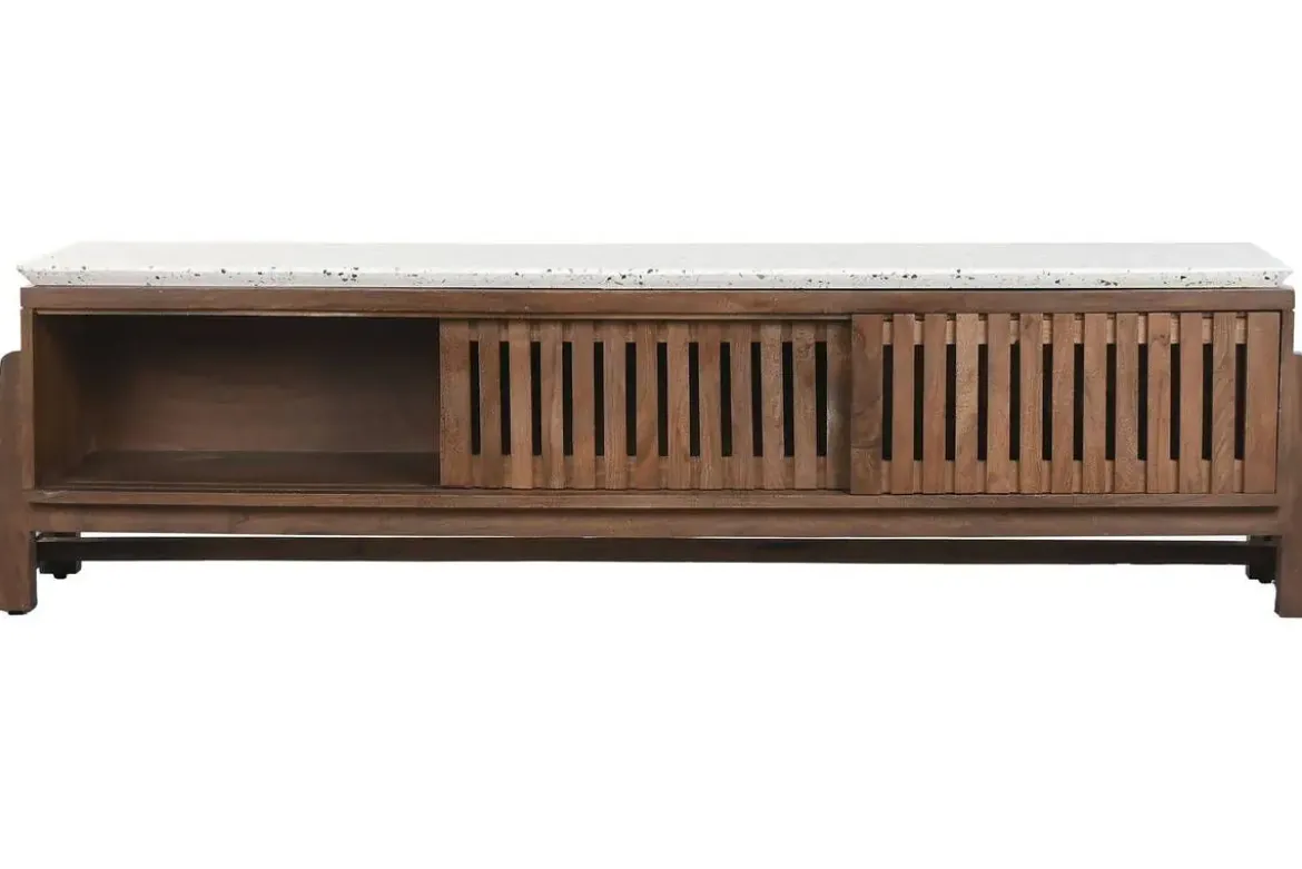 Mueble TV de Acacia con Superficie de Terrazo MB-219026