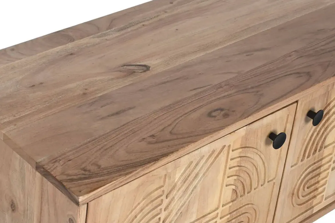 Mueble TV de Acacia Natural con Patas de Metal MB-212655