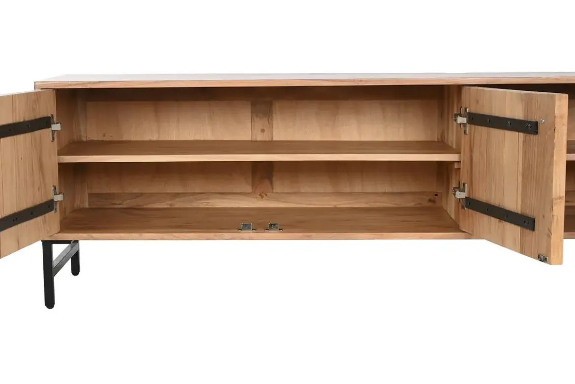 Mueble TV de Acacia Natural con Patas de Metal MB-212655