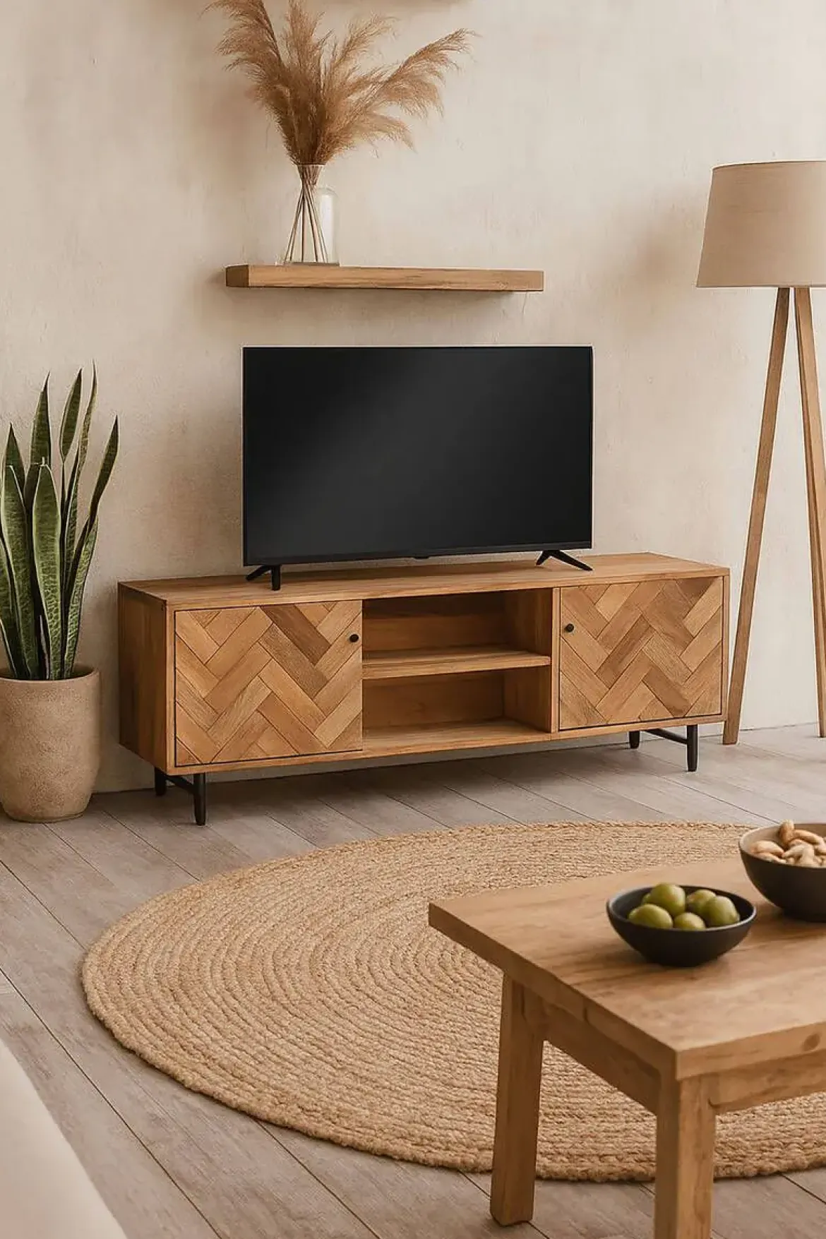 Mueble TV de Acacia y Metal Marrón 140 cm MB-222420