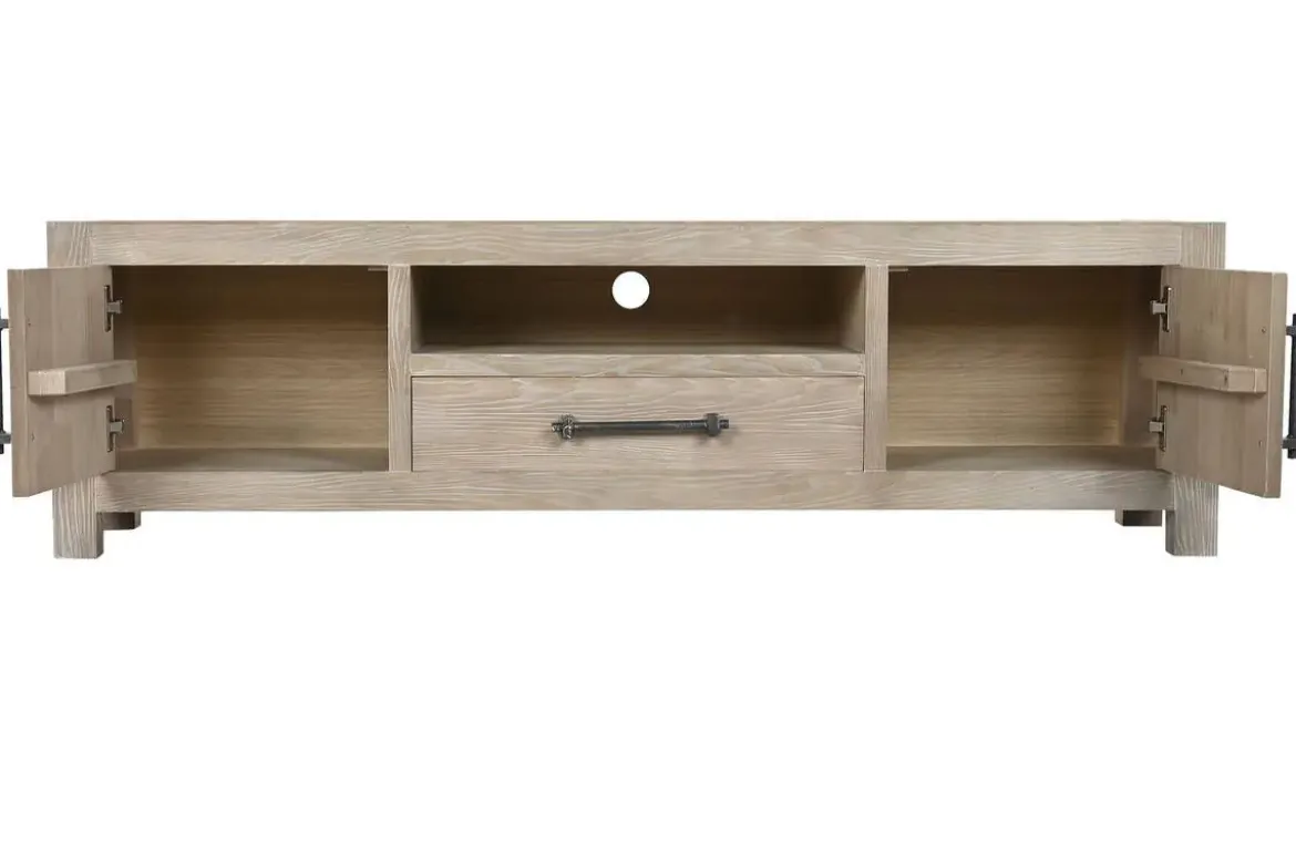 Mueble TV de Madera de Hevea con Metal 160 cm MB-219407