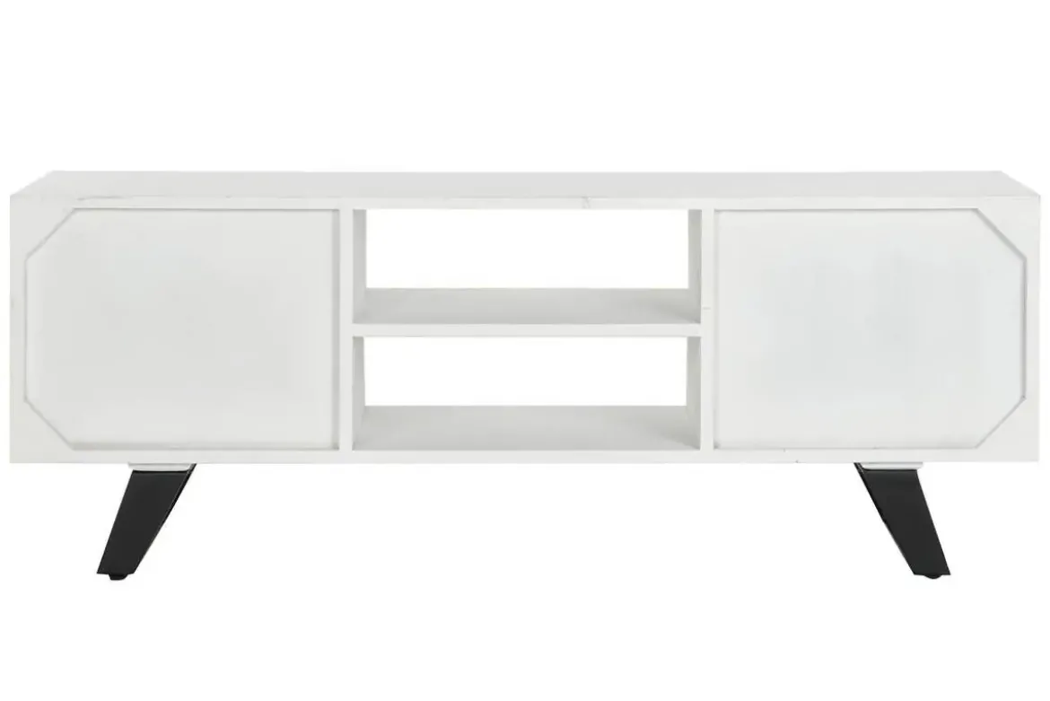 Mueble TV de Madera de Mango Blanco con Patas Metal MB-206320