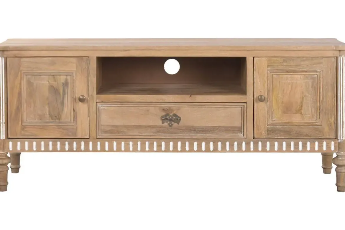 Mueble TV de Madera de Mango con Puertas y Cajón MB-223081