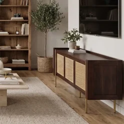 Mueble TV de Madera de Mango con Puertas de Fibra MB-222840
