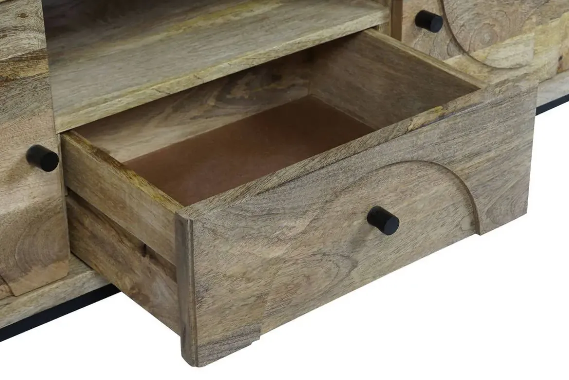 Mueble TV de Madera de Mango con Puertas y Cajón MB-205539