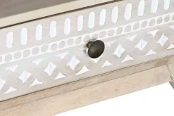 Mueble TV de Madera de Mango con Cenefa Blanca 130 cm MB-207571