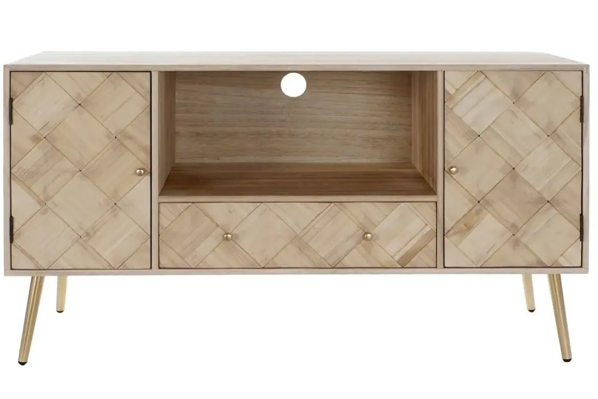 Mueble TV de Madera Natural con Patas Metálicas MB-176659