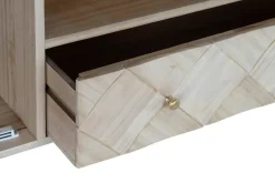 Mueble TV de Madera Natural con Patas Metálicas MB-176659