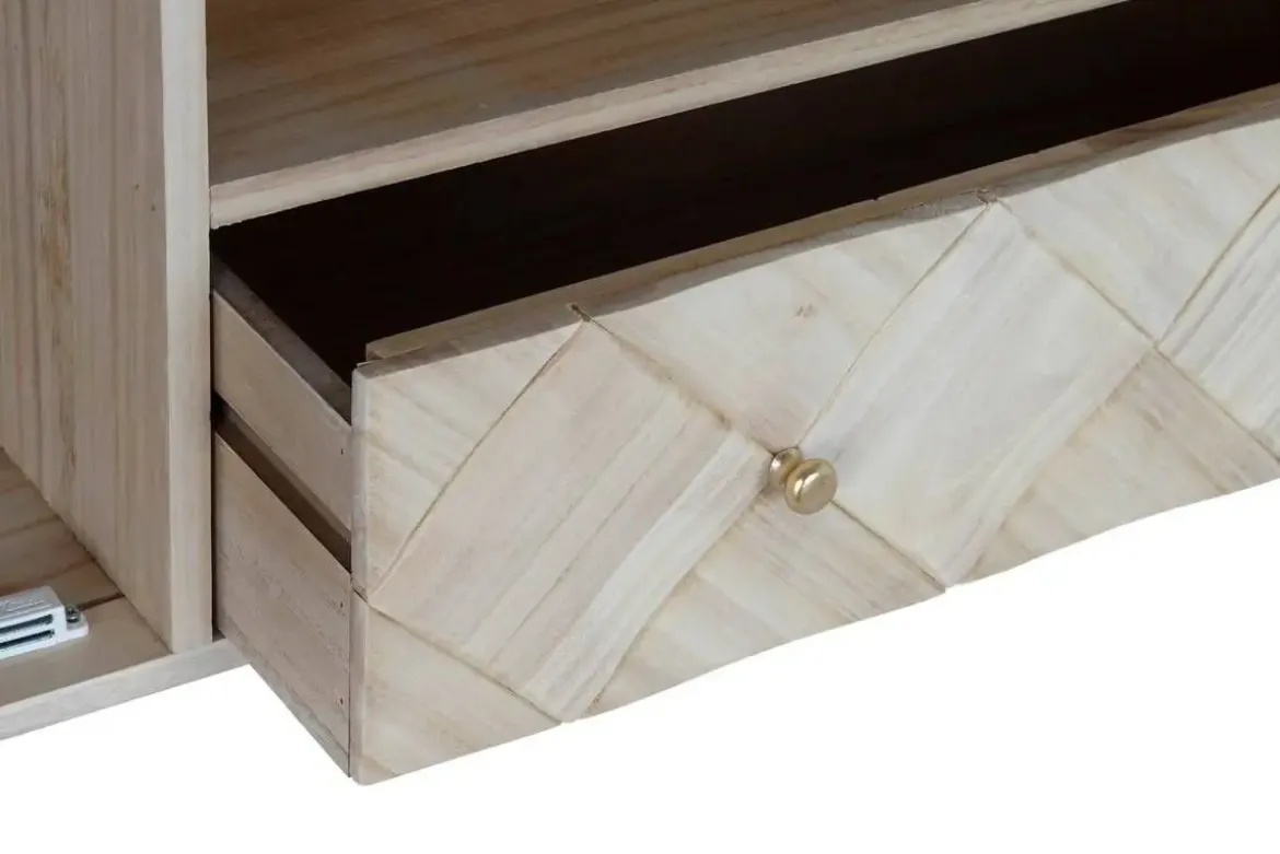 Mueble TV de Madera Natural con Patas Metálicas MB-176659