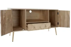 Mueble TV de Madera Natural con Patas Metálicas MB-176659