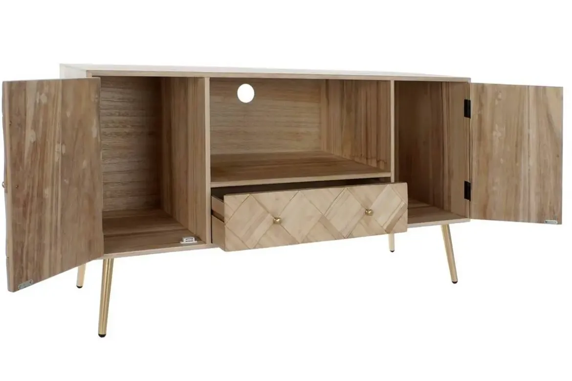 Mueble TV de Madera Natural con Patas Metálicas MB-176659