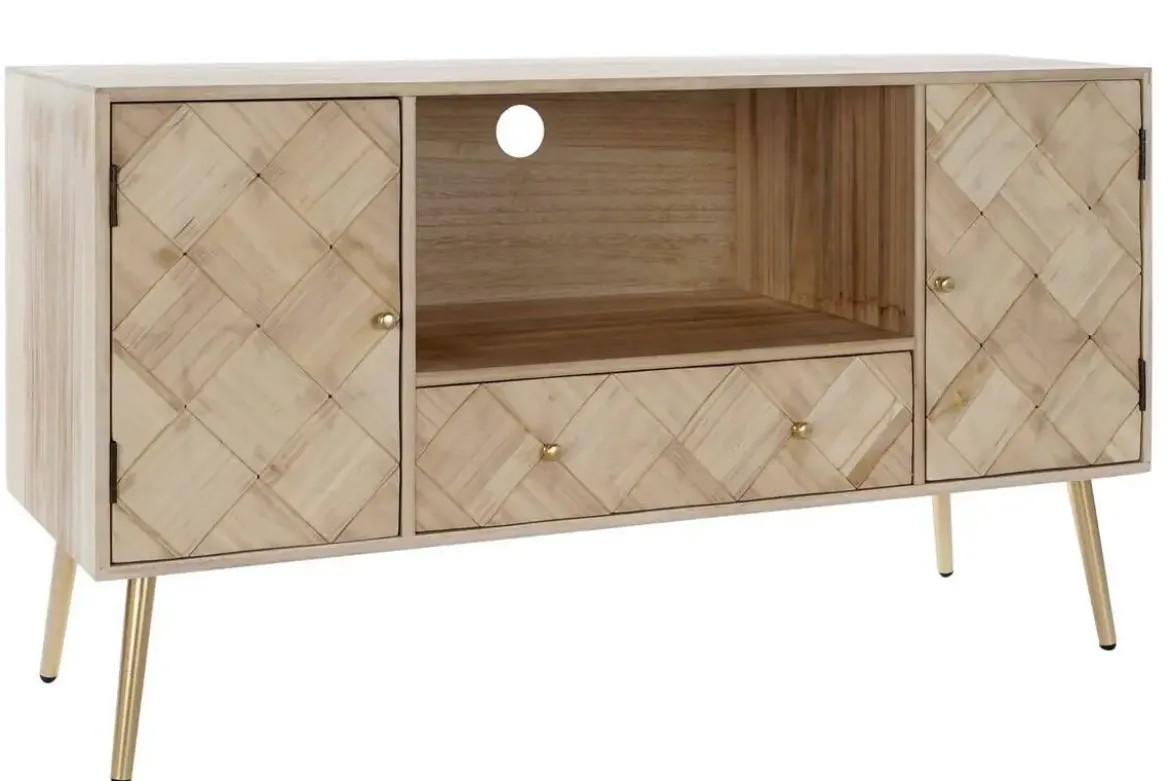 Mueble TV de Madera Natural con Patas Metálicas MB-176659