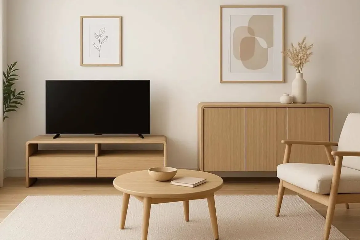 Mueble TV de Madera Paulownia y Olmo con 2 Cajones MB-222825