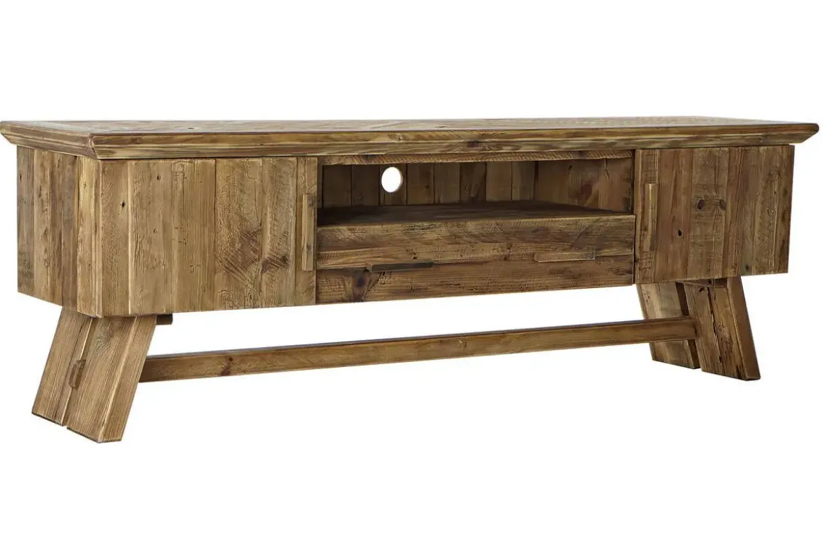 Mueble TV de Madera Reciclada Natural con Puertas y Cajón MB-182194