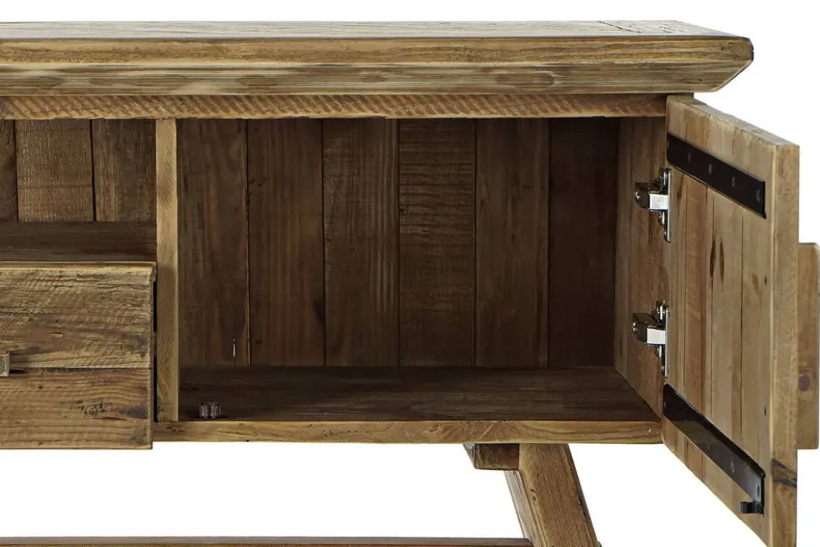 Mueble TV de Madera Reciclada Natural con Puertas y Cajón MB-182194