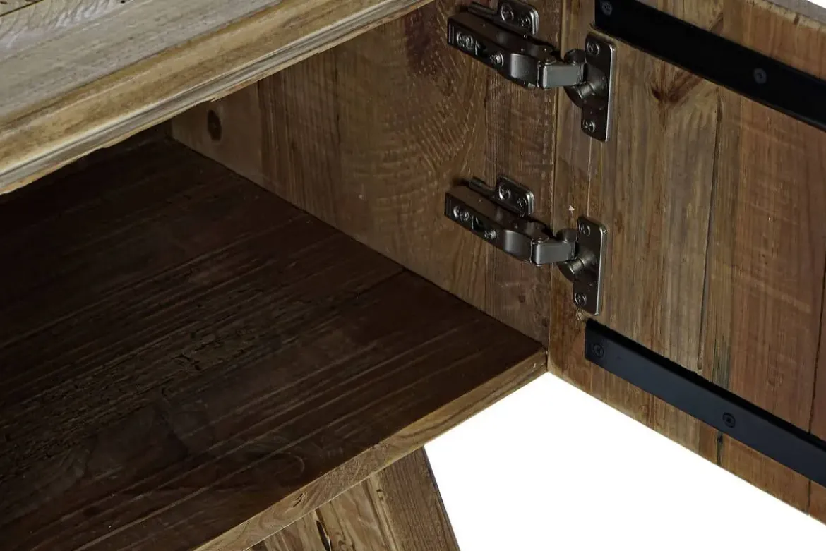 Mueble TV de Madera Reciclada Natural con Puertas y Cajón MB-182194