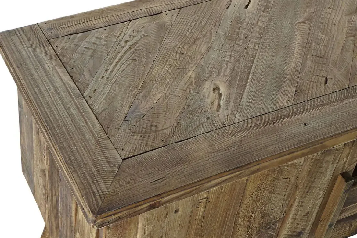 Mueble TV de Madera Reciclada Natural con Puertas y Cajón MB-182194