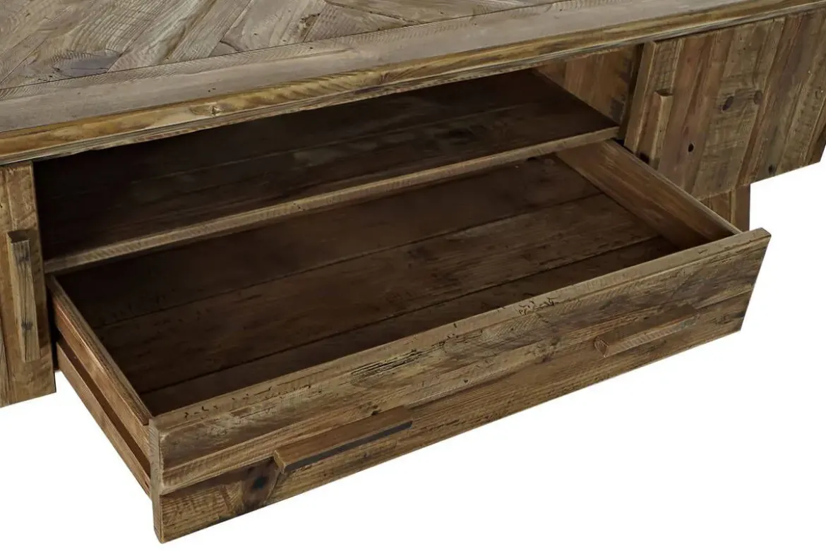 Mueble TV de Madera Reciclada Natural con Puertas y Cajón MB-182194