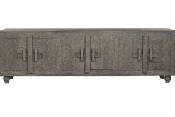 Mueble TV de Madera Tallada Gris MB-214798