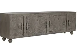 Mueble TV de Madera Tallada Gris MB-214798