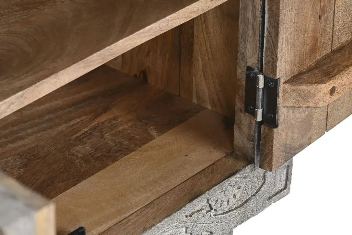 Mueble TV de Madera Tallada Gris MB-214798