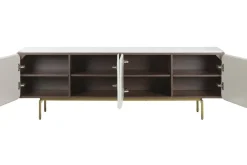 Mueble TV de Madera y MDF Gris con Puertas Talladas MB-223233