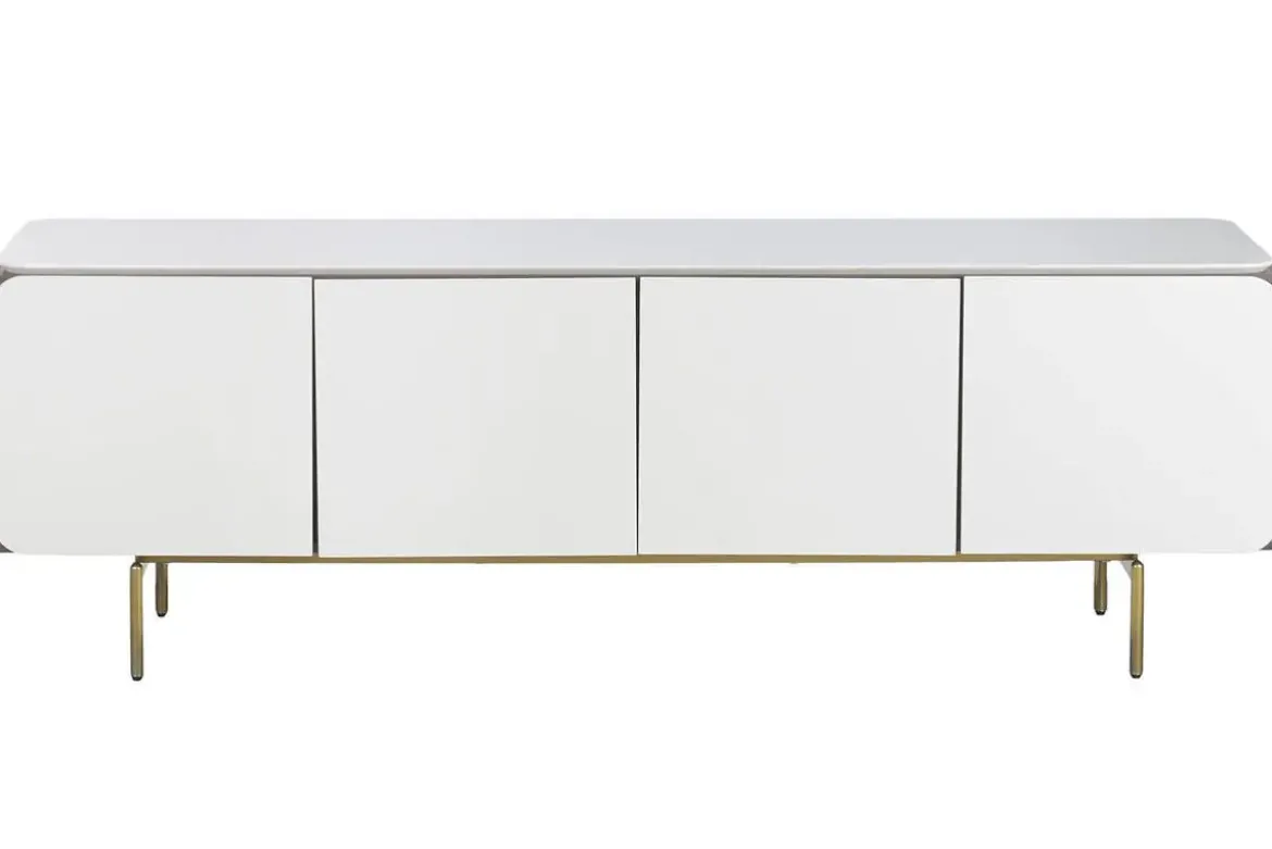 Mueble TV de Madera y MDF Gris con Puertas Talladas MB-223233