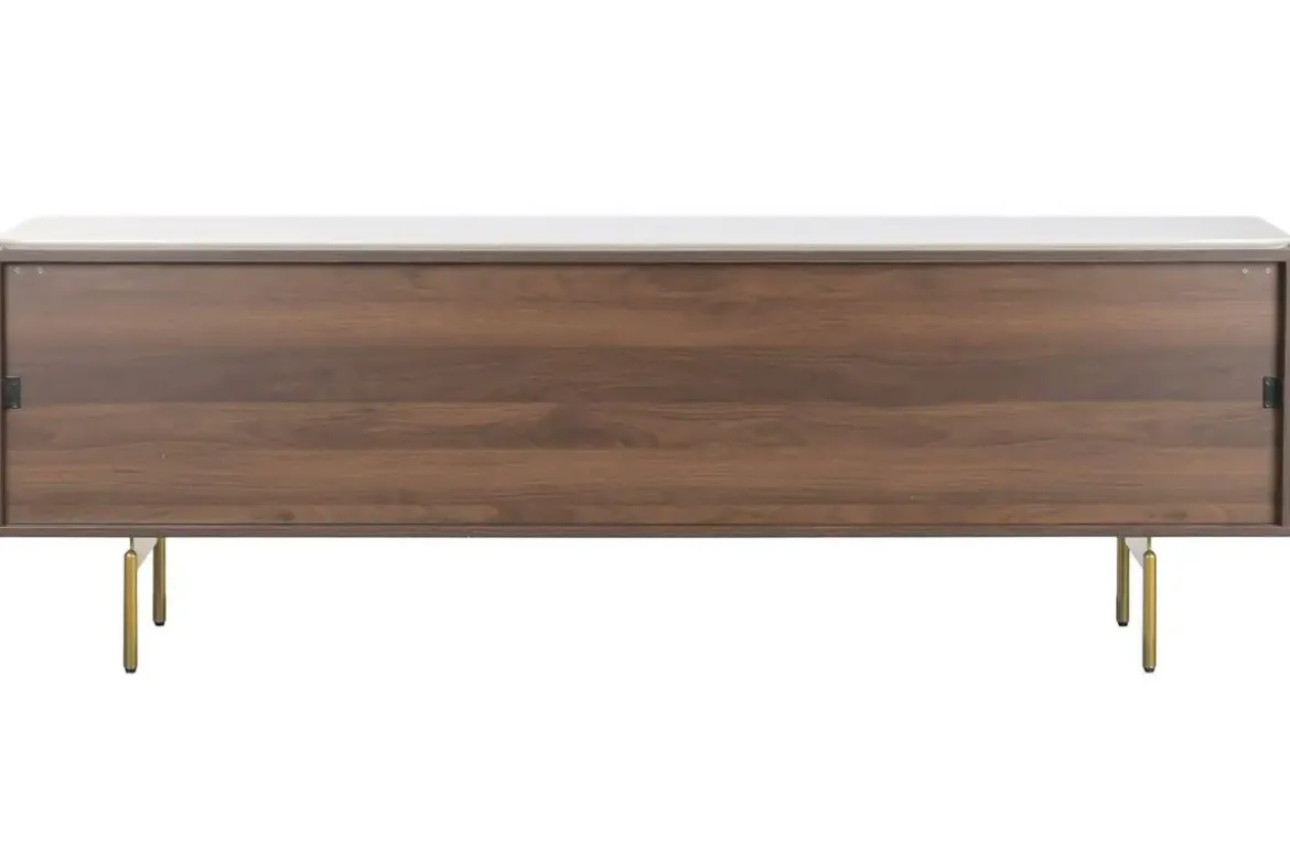 Mueble TV de Madera y MDF Gris con Puertas Talladas MB-223233