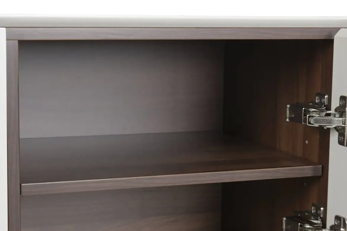 Mueble TV de Madera y MDF Gris con Puertas Talladas MB-223233