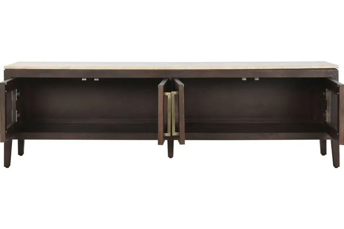 Mueble TV de Mango con Mármol Travertino 180 cm MB-220593