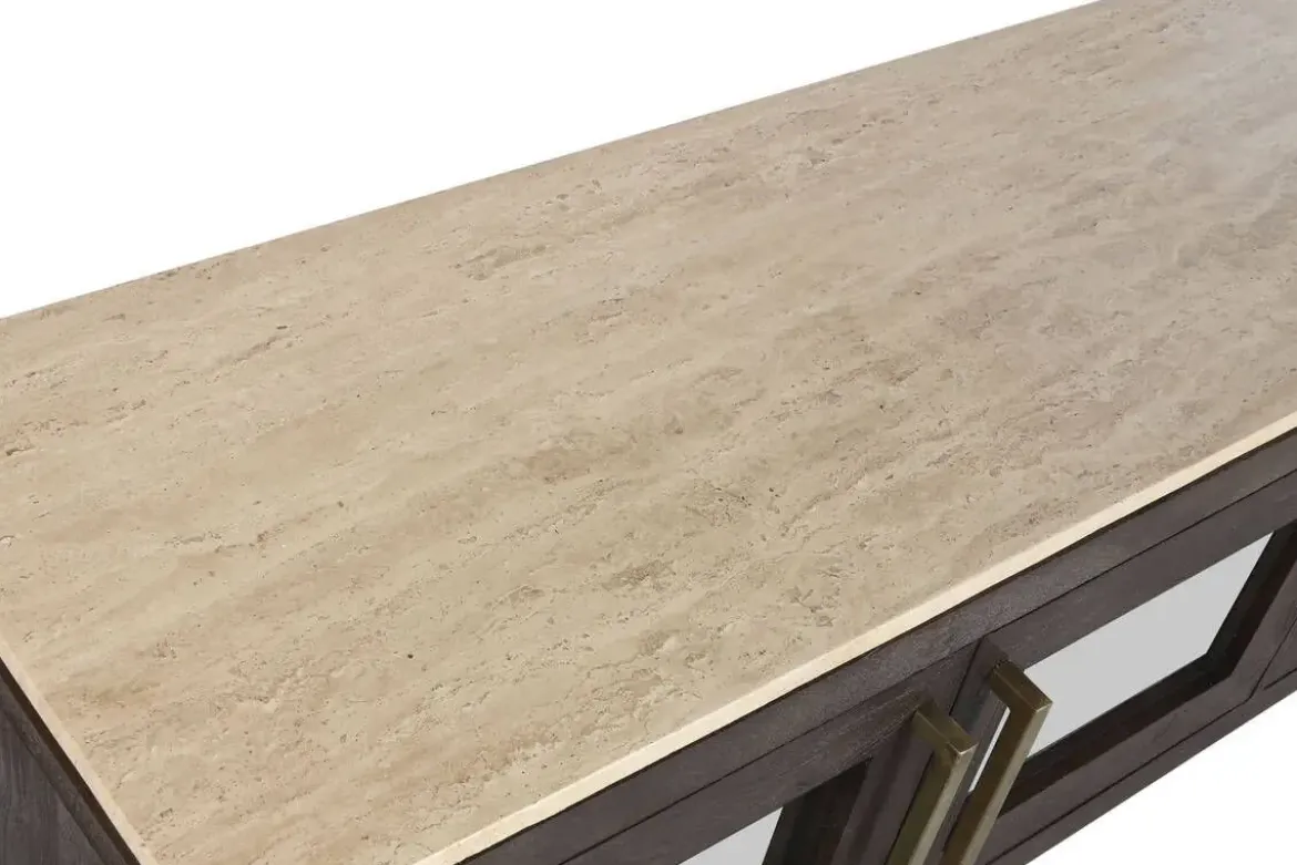 Mueble TV de Mango con Mármol Travertino 180 cm MB-220593