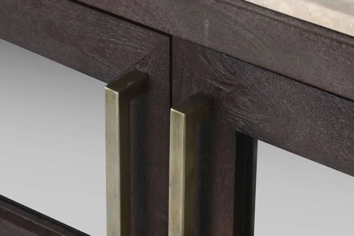 Mueble TV de Mango con Mármol Travertino 180 cm MB-220593