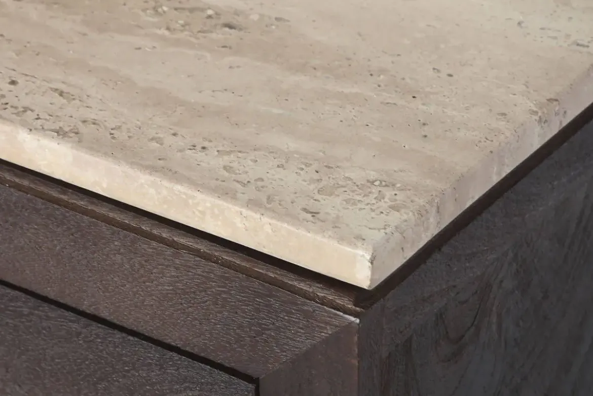 Mueble TV de Mango con Mármol Travertino 180 cm MB-220593