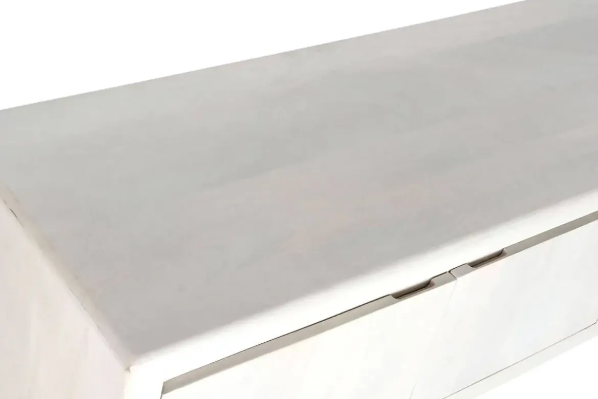 Mueble TV de Mango de 140 cm Blanco con Puertas y Huecos MB-214808