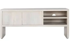 Mueble TV de Mango de 140 cm Blanco con Puertas y Huecos MB-214808