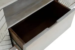 Mueble TV de Mango y Metal Beige con Diseño de Rombos 175 cm MB-205776