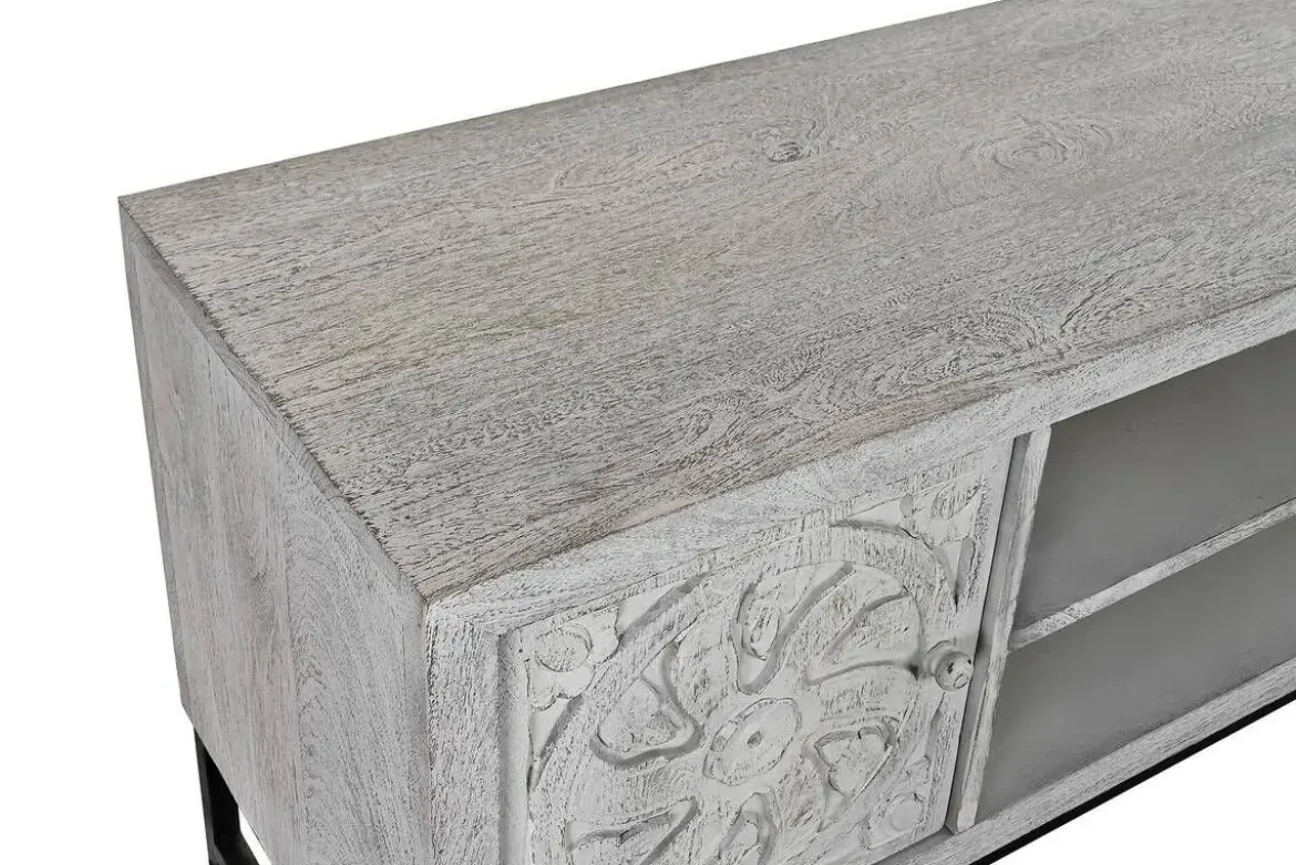 Mueble TV de Mango y Metal con Mandala Blanco MB-200028