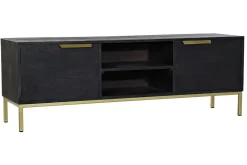 Mueble TV de Mango y Metal Negro con Detalles Dorados MB-182713
