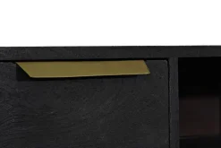 Mueble TV de Mango y Metal Negro con Detalles Dorados MB-182713