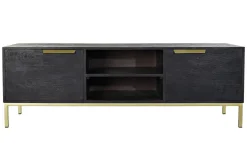 Mueble TV de Mango y Metal Negro con Detalles Dorados MB-182713