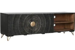 Mueble TV de Mango y Metal Negro con Diseño Mandala 160 cm MB-214237