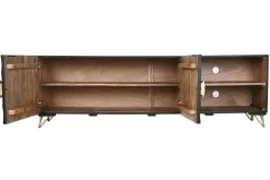 Mueble TV de Mango y Metal Negro con Diseño Mandala 160 cm MB-214237