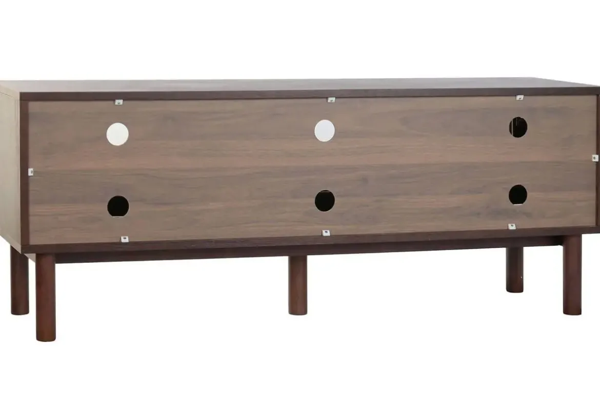 Mueble TV de MDF con Puertas de Cristal Marrón Oscuro MB-224129