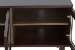 Mueble TV de MDF con Puertas de Cristal Marrón Oscuro MB-224129