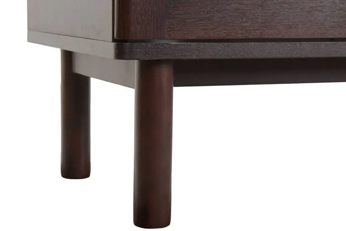 Mueble TV de MDF con Puertas de Cristal Marrón Oscuro MB-224129