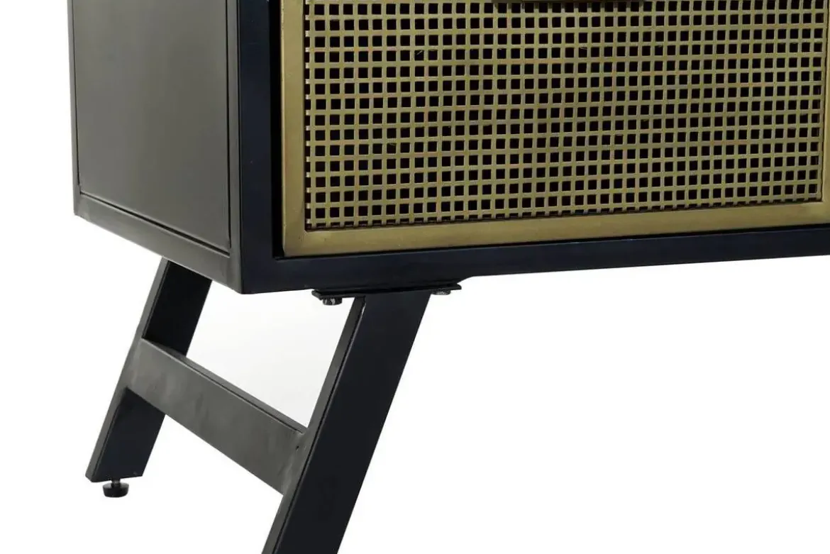 Mueble TV de Metal Negro con Cajones y Hueco MB-182051