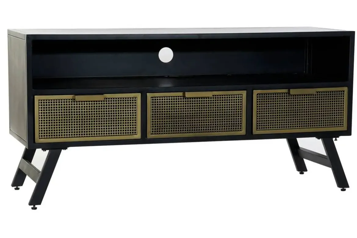 Mueble TV de Metal Negro con Cajones y Hueco MB-182051