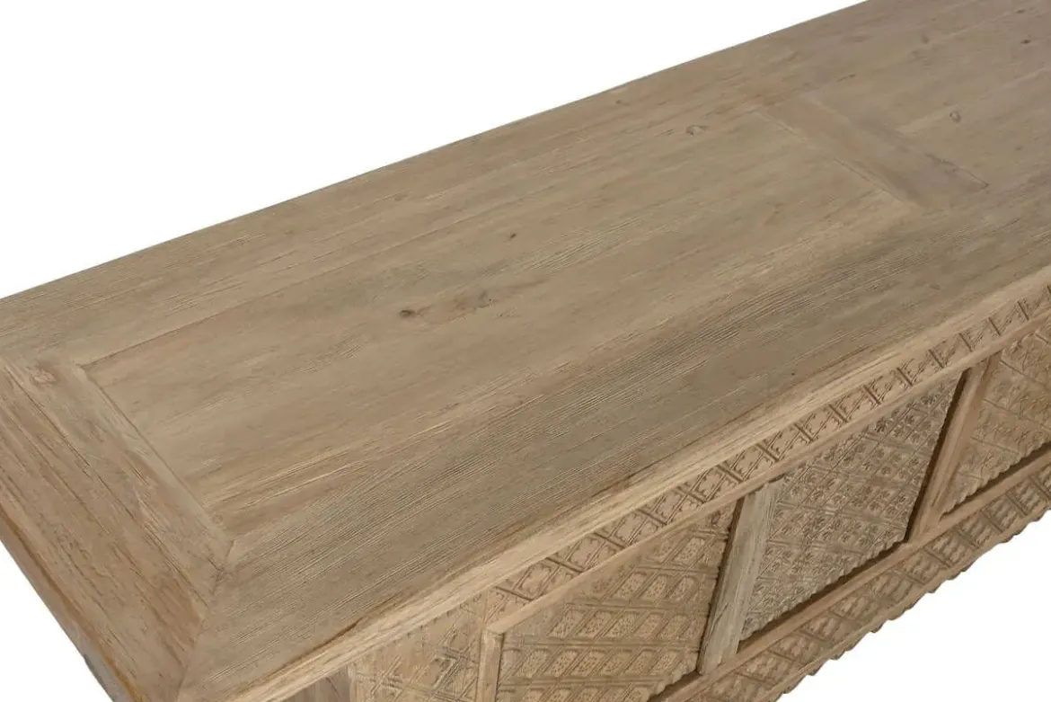 Mueble TV de Olmo Macizo Tallado Natural MB-219980